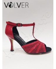 Scarpe da Ballo Vernice Rossa Maglina Rossa Tacco 90B Suola Cuoio *OFFERTA*