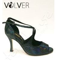 Scarpe da Ballo Lame Blue Suola Cuoio Tacco 90B