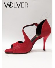 Scarpe da Ballo Lame Rosso Suola Cuoio Tacco 90S ABS