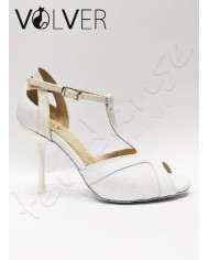 Scarpe da Ballo Pelle Bianca Brill Bianco Suola Camoscio Tacco 90B