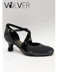Scarpe da Ballo Donna Fisher Nero Vernice Nera Suola Camoscio Tacco 50R