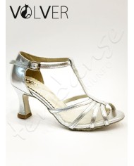 Scarpe da Ballo Donna Metal Argento Suola Camoscio Tacco 70R