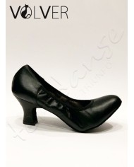 Scarpe da Ballo Donna Pelle Nera Suola Camoscio Tacco 50M *OFFERTA*