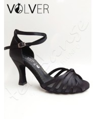 Scarpe da Ballo Donna Raso Nero Suola Camoscio Tacco 80R