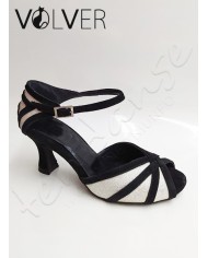 Scarpe da Ballo Donna Camoscio Nero Brill Bianco Nero Tacco 70R *OFFERTA*