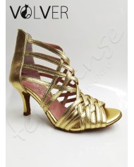 Scarpe da Ballo Donna Metal Oro Suola Camoscio Tacco 70S
