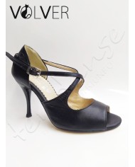 Scarpe da Ballo Pelle Nera Galassia Cotton Tacco 90B ABS Suola Cuoio