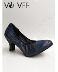 Scarpe da Ballo Donna Lame' Blue Multicolor Suola Camoscio Tacco 50M