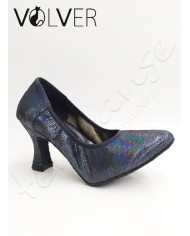 Scarpe da Ballo Donna Lame' Blue Multicolor Suola Camoscio Tacco 70R