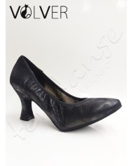 Scarpe da Ballo Donna Pelle Nera Suola Camoscio Tacco 70P