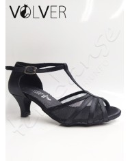 Scarpe da Ballo Donna Raso Nero Suola Camoscio Tacco 50M