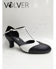 Scarpe da Ballo Donna Pelle Nera Pelle Bianca Tacco 50M *OFFERTA*