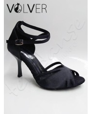 Scarpe da Ballo Donna Raso Nero 80S ABS Suola Camoscio Tacco 70P