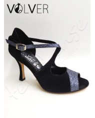 Scarpe da Ballo Camoscio Nero Brill Fucile Suola Cuoio Tacco 90B