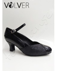 Scarpe da Ballo Donna Pelle Nera Brill Nero Tacco 50R *OFFERTA*
