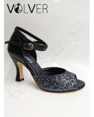 Scarpe da Ballo Donna Pelle Nera Brill Fucile Suola Cuoio Tacco 80R