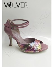 Scarpe da Ballo Donna Pelle Cipria Cristal Multi Suola Camoscio Tacco 90B