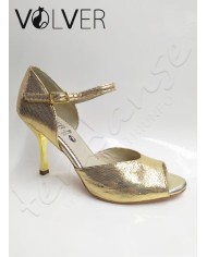 Scarpe da Ballo Donna Lame' Oro Camoscio Tacco 80S ABS