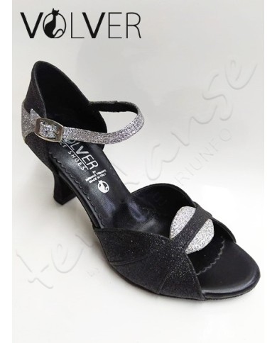 Scarpe da Ballo Donna Brill Nero Brill Argento Suola Camoscio Tacco 70R