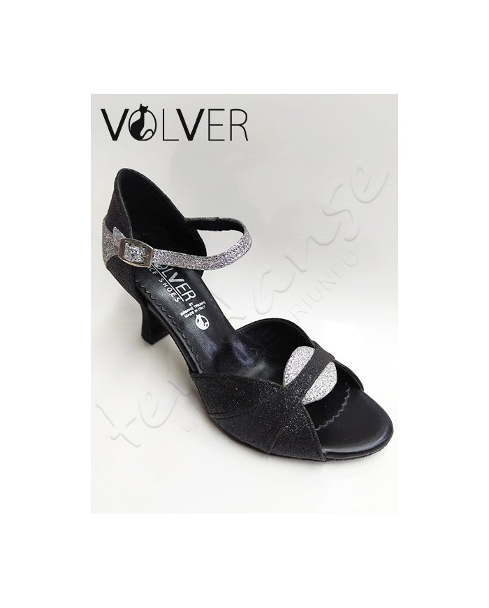 Scarpe da Ballo Donna Brill Nero Brill Argento Suola Camoscio Tacco 70R