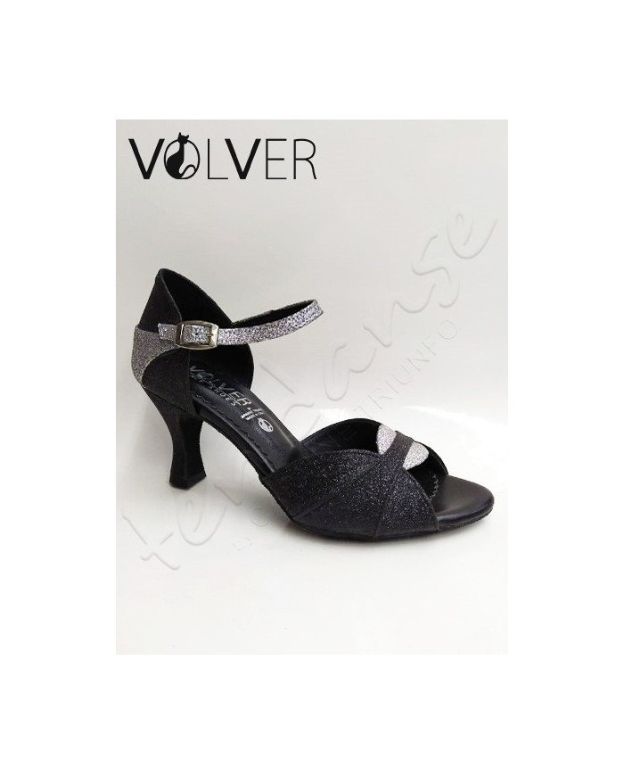 Scarpe da Ballo Donna Brill Nero Brill Argento Suola Camoscio Tacco 70R