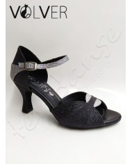 Scarpe da Ballo Donna Brill Nero Brill Argento Suola Camoscio Tacco 70R