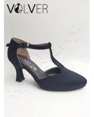 Scarpe da Ballo Donna Raso Nero Suola Camoscio Tacco 70R