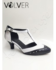 Scarpe da Ballo Donna Pelle Nera Pelle Bianca Tacco 50N *OFFERTA*