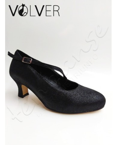 Scarpe da Ballo Donna Lamè Nero Tacco 50M *OFFERTA* Suola Cuoio