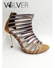 Scarpe da Ballo Raso Flash Strass Suola Camoscio Tacco 90S ABS